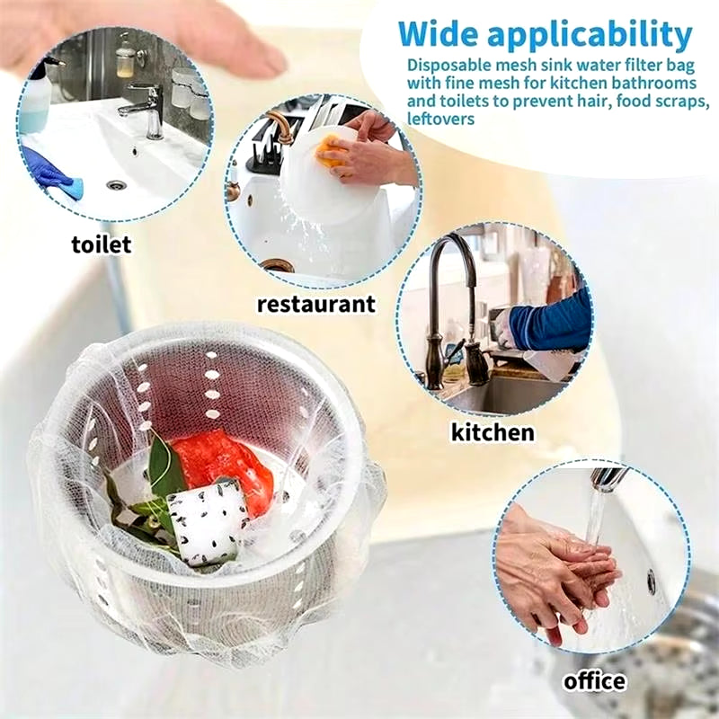 Kitchen Sink Strainer Mesh Bag- 200 PCS Disposable Sink Net Strainer Filter Bags for Sink Drain for Collecting Kitchen Food Waste Leftover Garbage