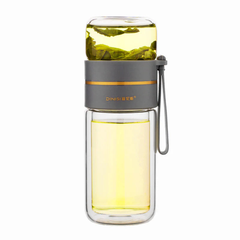 Brew & Sip: Double Wall Glass Tea Infuser Bottle