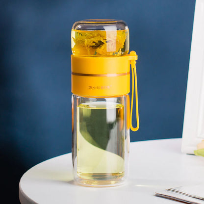 Brew & Sip: Double Wall Glass Tea Infuser Bottle