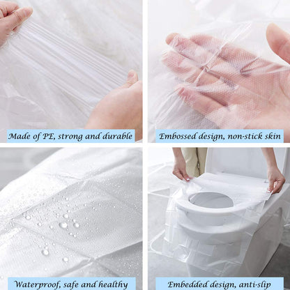 50 Pcs Disposable Plastic Toilet Seat Cover