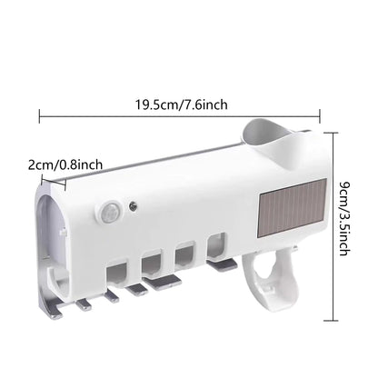 UV Light Sanitizer Toothbrush Holder Cleaner & Automatic Toothpaste Dispenser