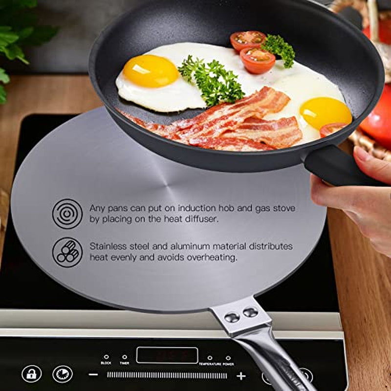 Heat Diffuser Simmer Ring Plate, Stainless Steel with Stainless Handle