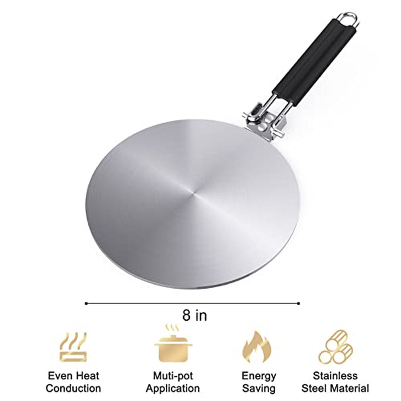 Heat Diffuser Simmer Ring Plate, Stainless Steel with Stainless Handle