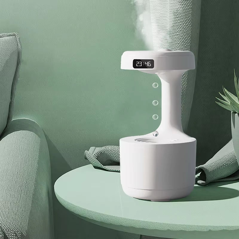 Anti-Gravity Water Droplet Humidifier with LED Clock Display 