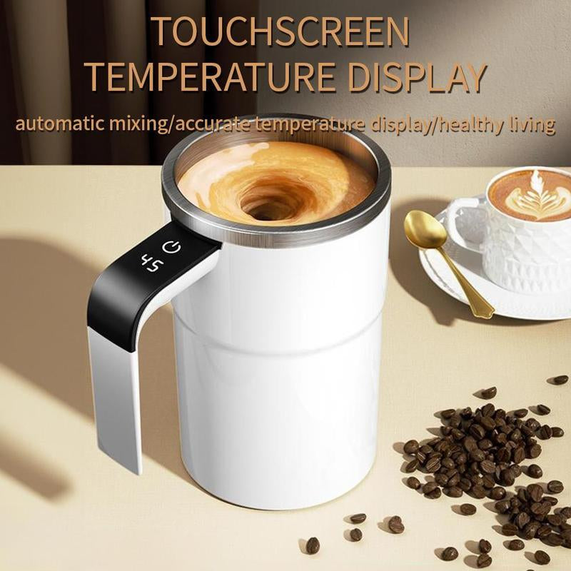 Perfect Brew, Every Time: Self-Stirring & Heating Coffee Cup with LED Temp Display