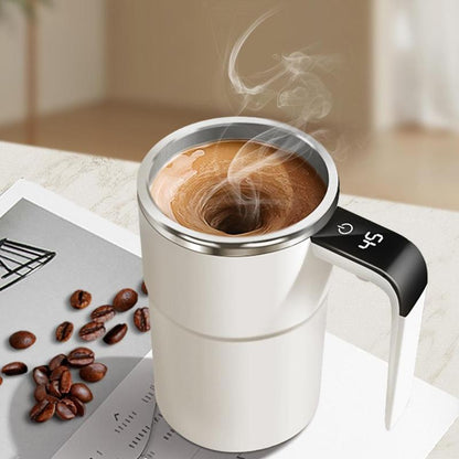 Perfect Brew, Every Time: Self-Stirring & Heating Coffee Cup with LED Temp Display