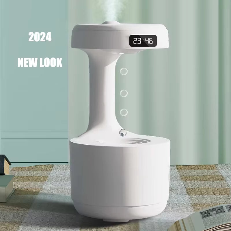 Anti-Gravity Water Droplet Humidifier with LED Clock Display 