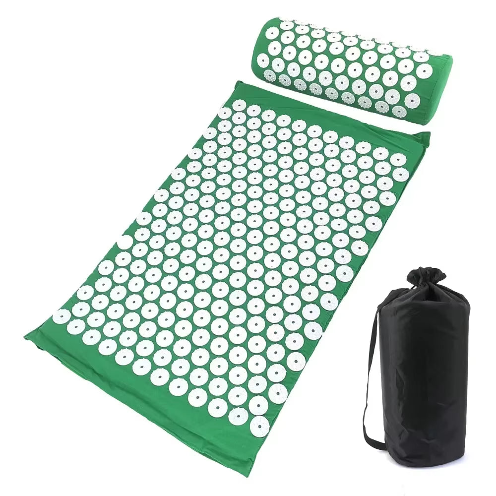 Massager Cushion Massage Yoga Mat Acupressure Relieve Pain Stress Back Body Pain Spike Mat Acupuncture Mat and Pillow Set