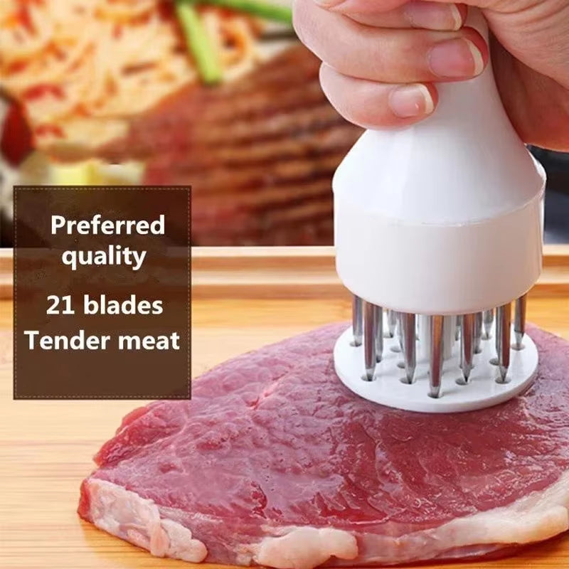 21-Pin Household round Stainless Steel Steak Tender Meat Needle Pork Meat Tenderizer Rib Breaker Kitchen Cook Tools Meat Hammer