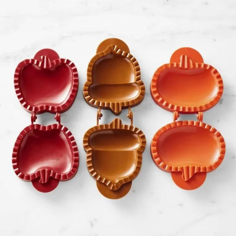 3 Pieces Dough Presser Pie Molds, Party Potluck Hand Pie Molds, Fall Apple Pumpkin and Acorn Shapes Mini Pocket Pie Maker