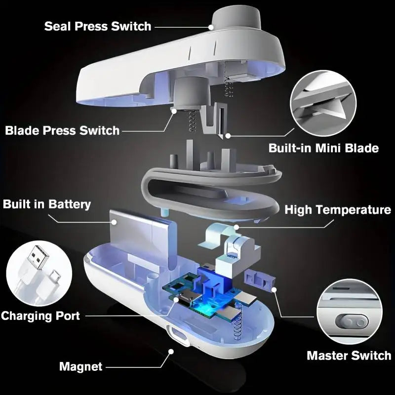 Portable Mini Sealer 2 in 1 Heat Sealer for Snacks,Rechargeable 