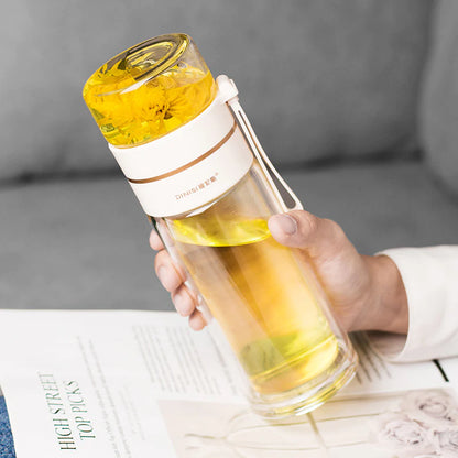 Brew & Sip: Double Wall Glass Tea Infuser Bottle