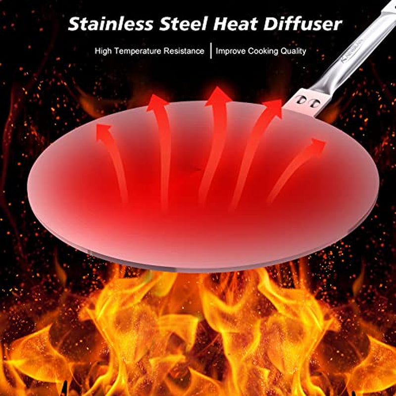 Heat Diffuser Simmer Ring Plate, Stainless Steel with Stainless Handle