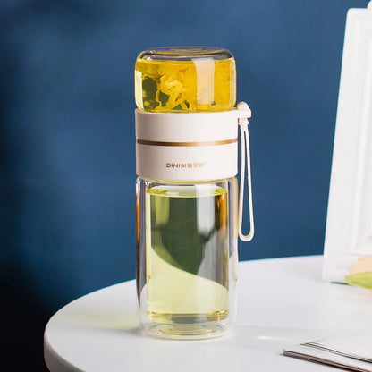 Brew & Sip: Double Wall Glass Tea Infuser Bottle