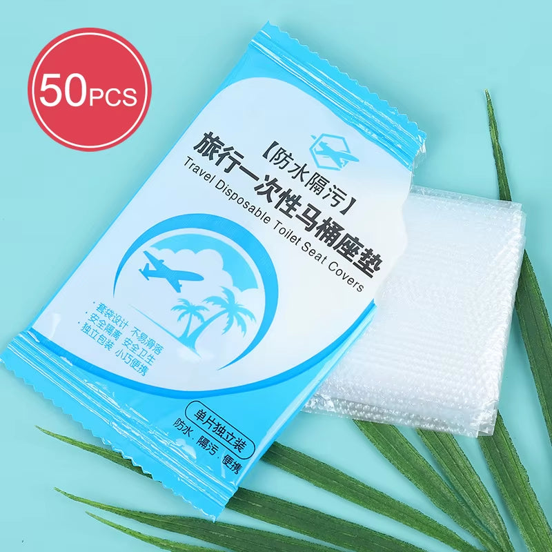 50 Pcs Disposable Plastic Toilet Seat Cover