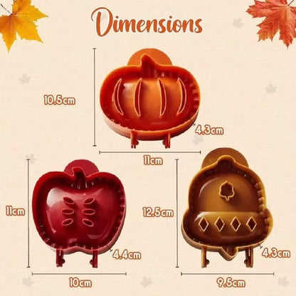 3 Pieces Dough Presser Pie Molds, Party Potluck Hand Pie Molds, Fall Apple Pumpkin and Acorn Shapes Mini Pocket Pie Maker