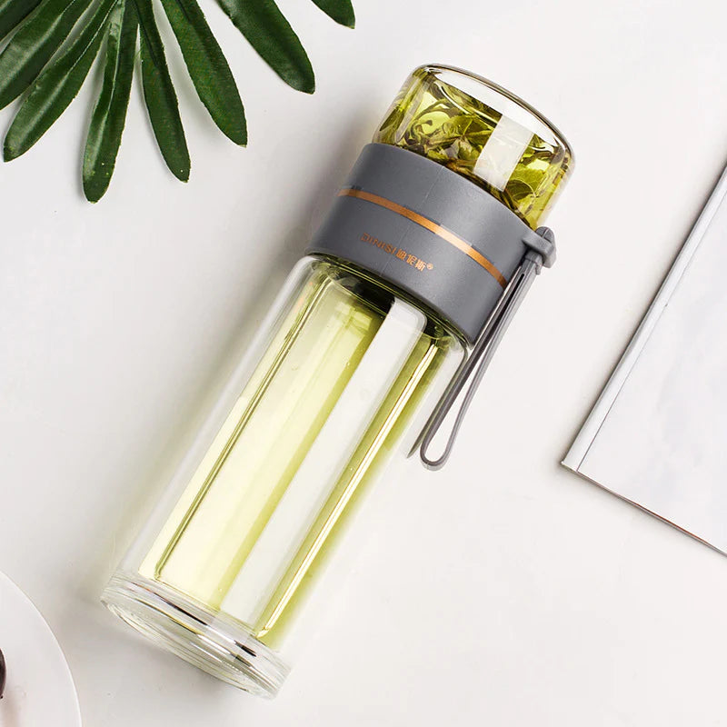 Brew & Sip: Double Wall Glass Tea Infuser Bottle