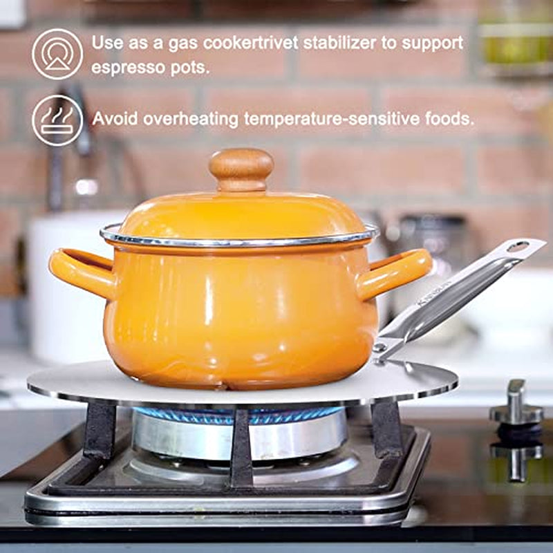 Heat Diffuser Simmer Ring Plate, Stainless Steel with Stainless Handle