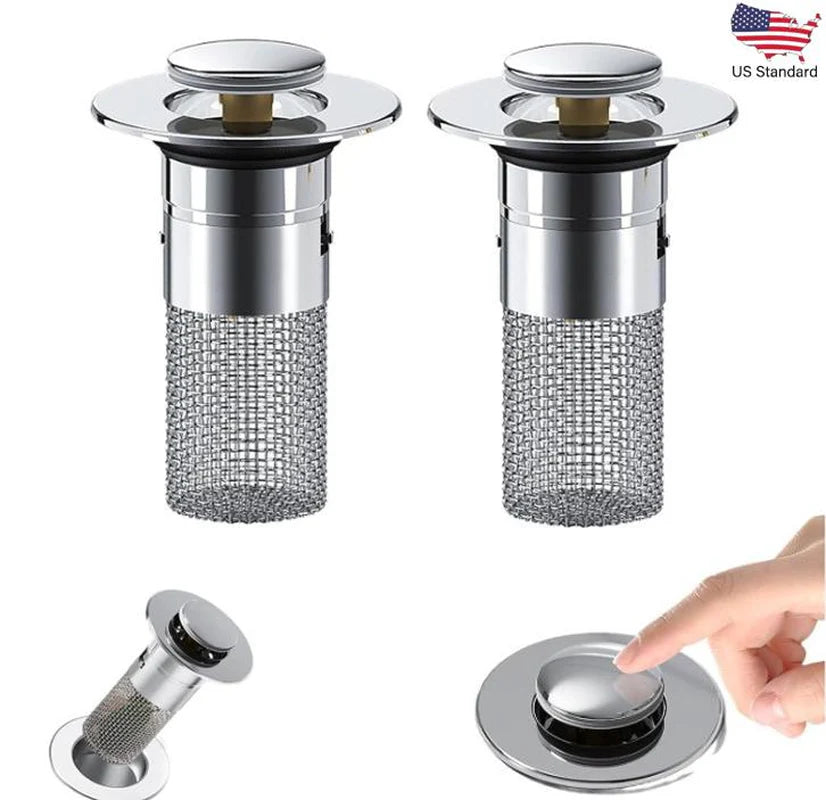 2PC Bathroom Sink Stopper,Bathroom Sink Drain Strainer 