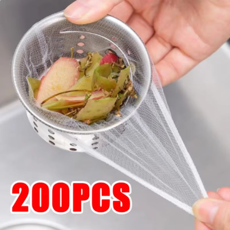 Kitchen Sink Strainer Mesh Bag- 200 PCS Disposable Sink Net Strainer Filter Bags for Sink Drain for Collecting Kitchen Food Waste Leftover Garbage