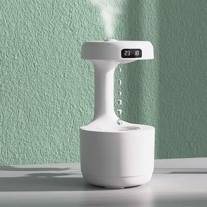 Anti-Gravity Water Droplet Humidifier with LED Clock Display 